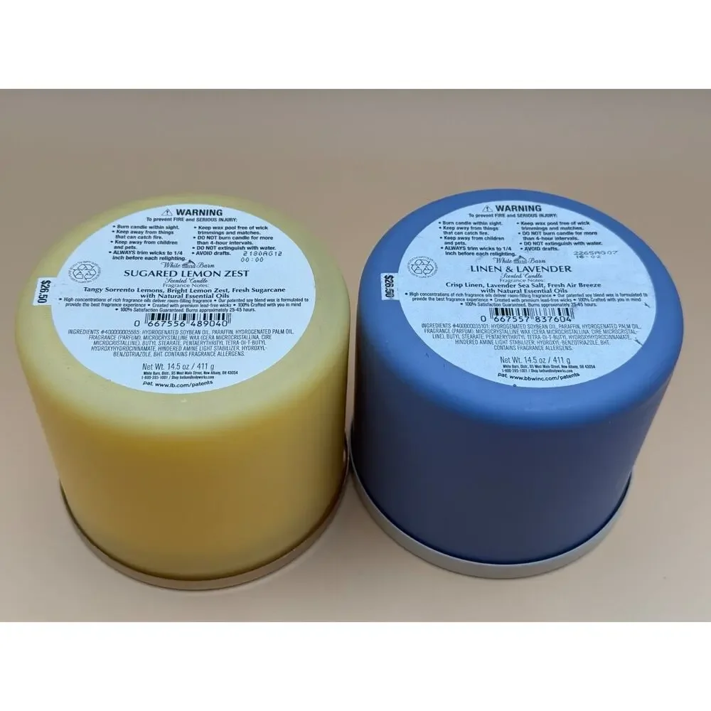 🕯️ Bath & Body Works White Barn 3-Wick Candle Lot Linen Lavender Lemon